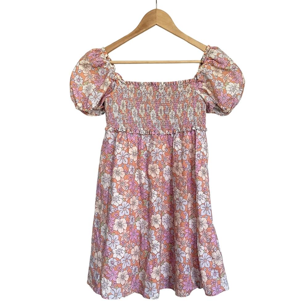 Aritzia Sunday Best Retro Floral Smocked Dress Linen Organic Cotton Small Picnic - Picture 3 of 9